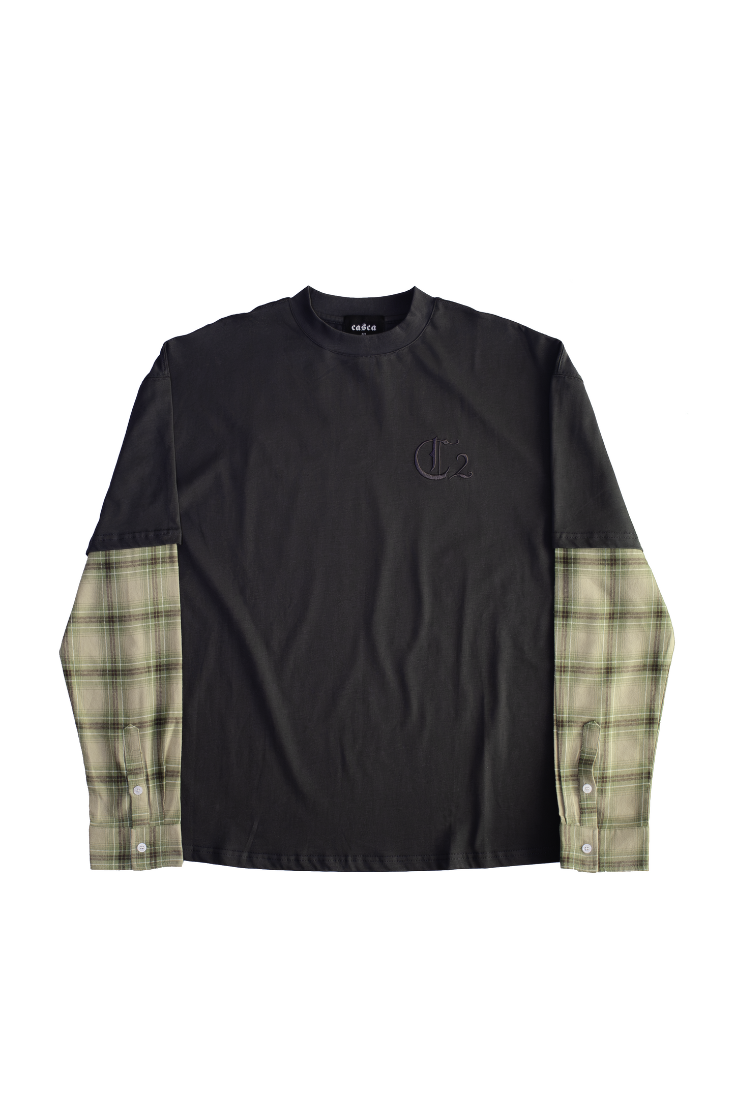 OVERSIZED LAYERED FLANNEL T-SHIRT
