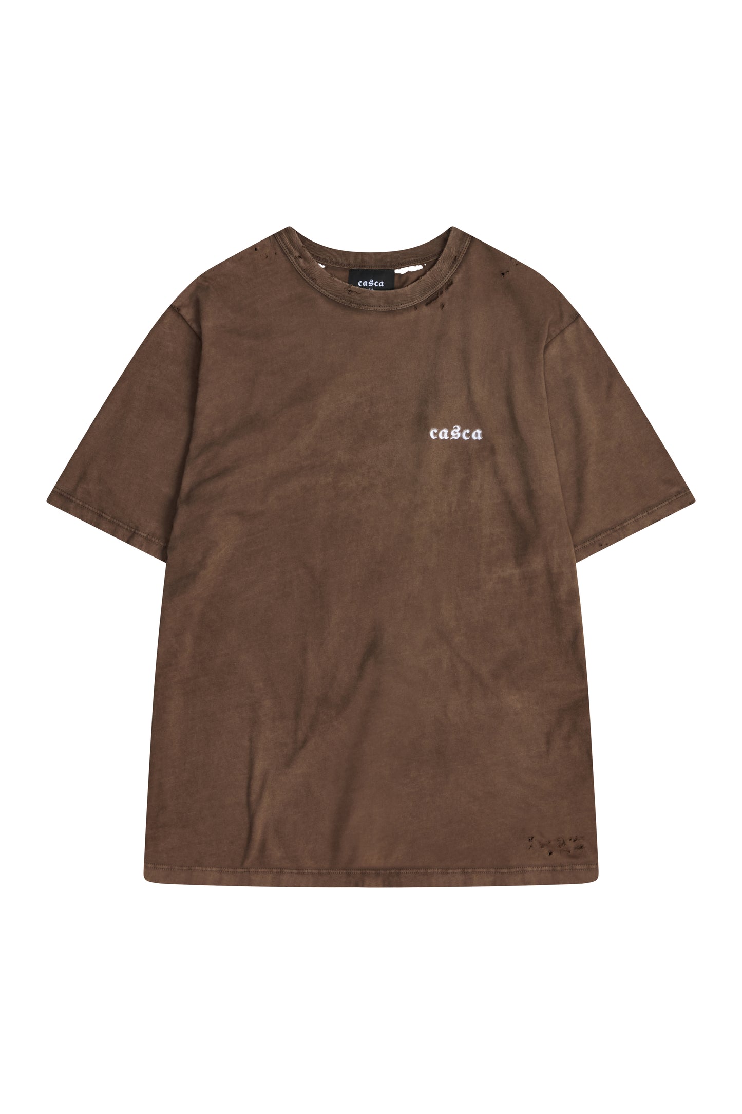 DISTRESSED EMBROIDERED LOGO T-SHIRT