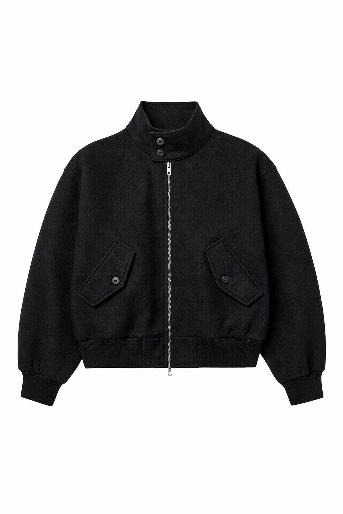 Black jacket with zippers on a white background