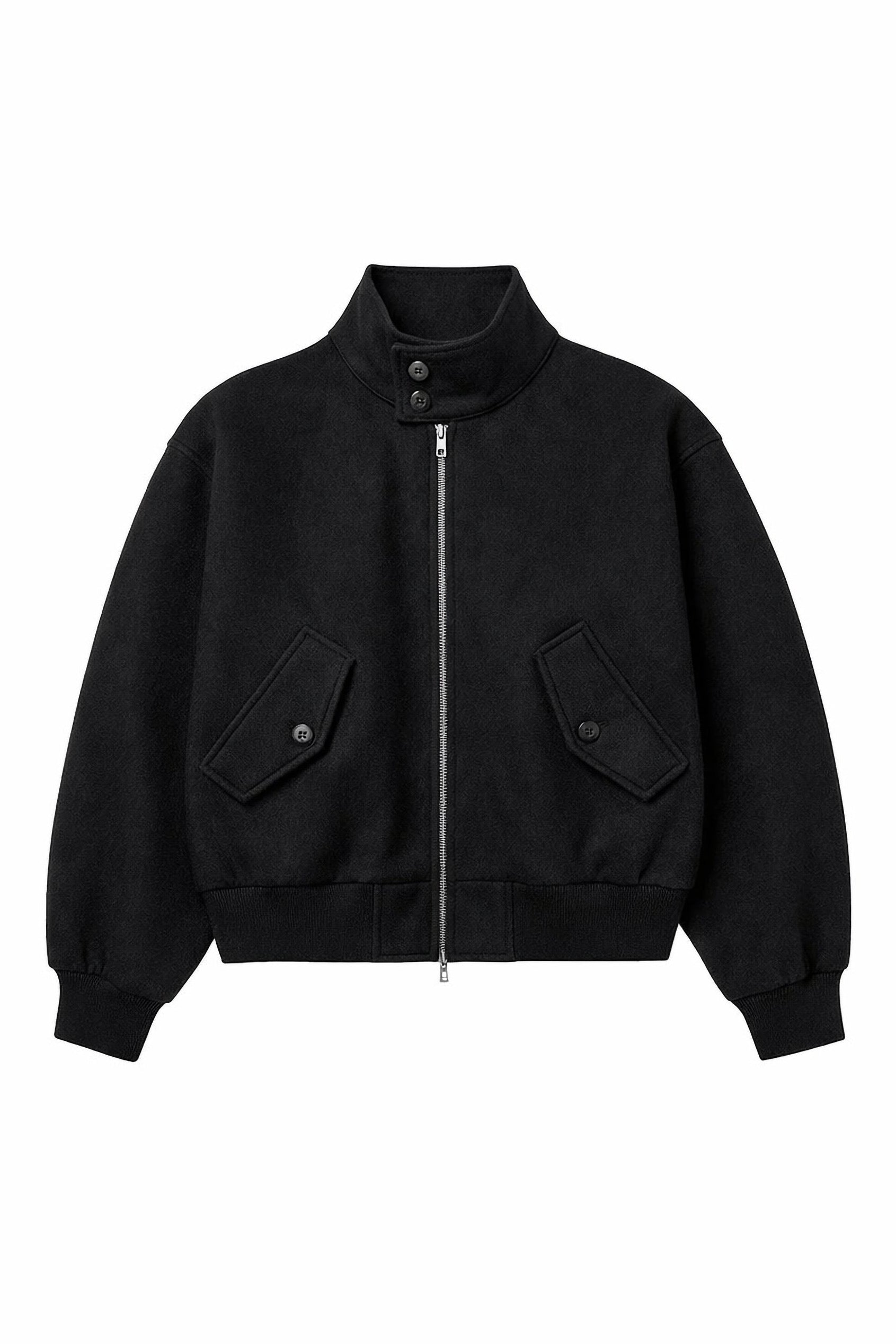 Black jacket with zippers on a white background