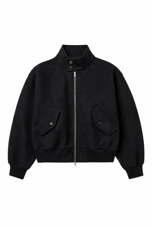 Black jacket with zippers on a white background