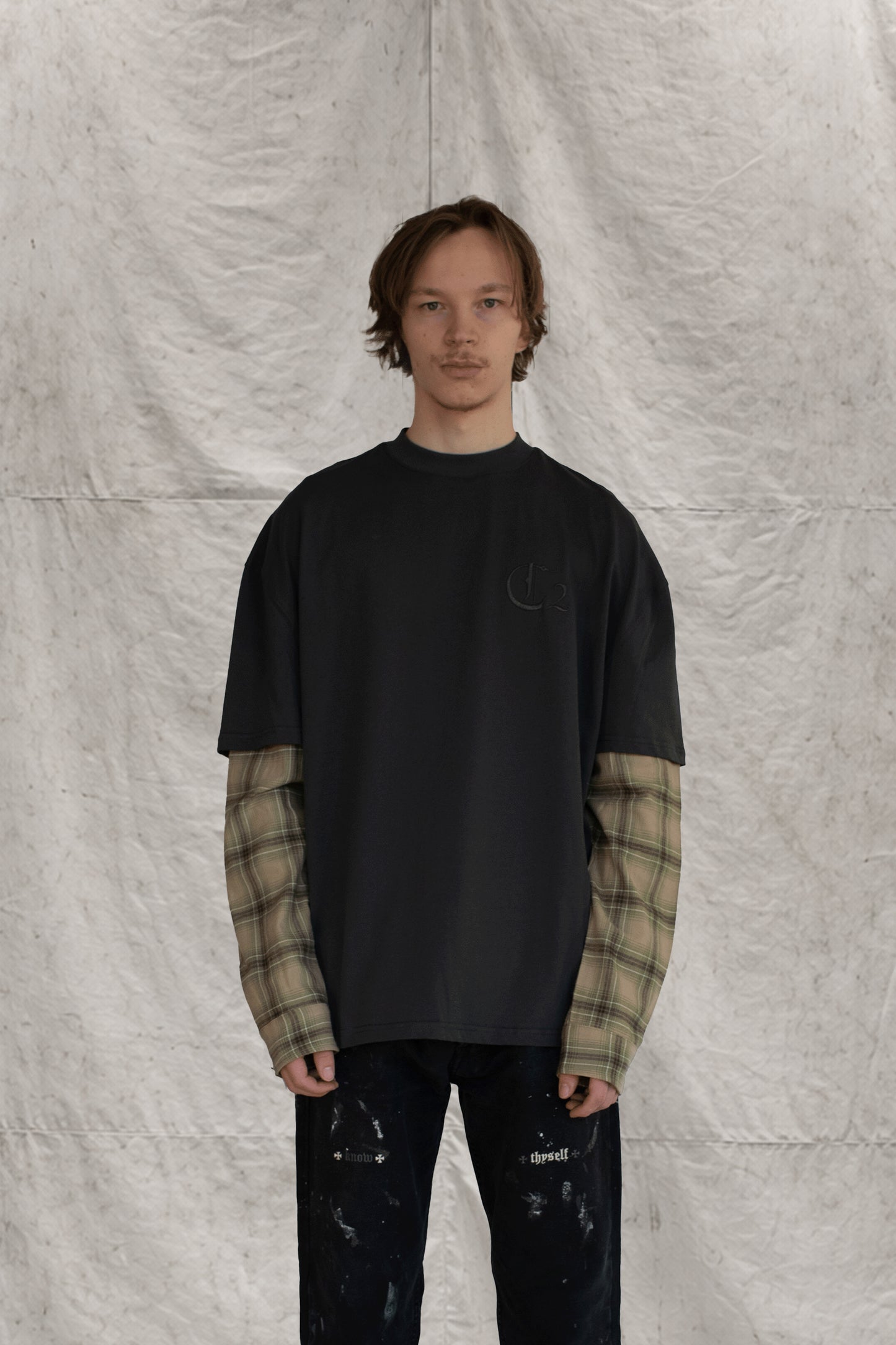 OVERSIZED LAYERED FLANNEL T-SHIRT
