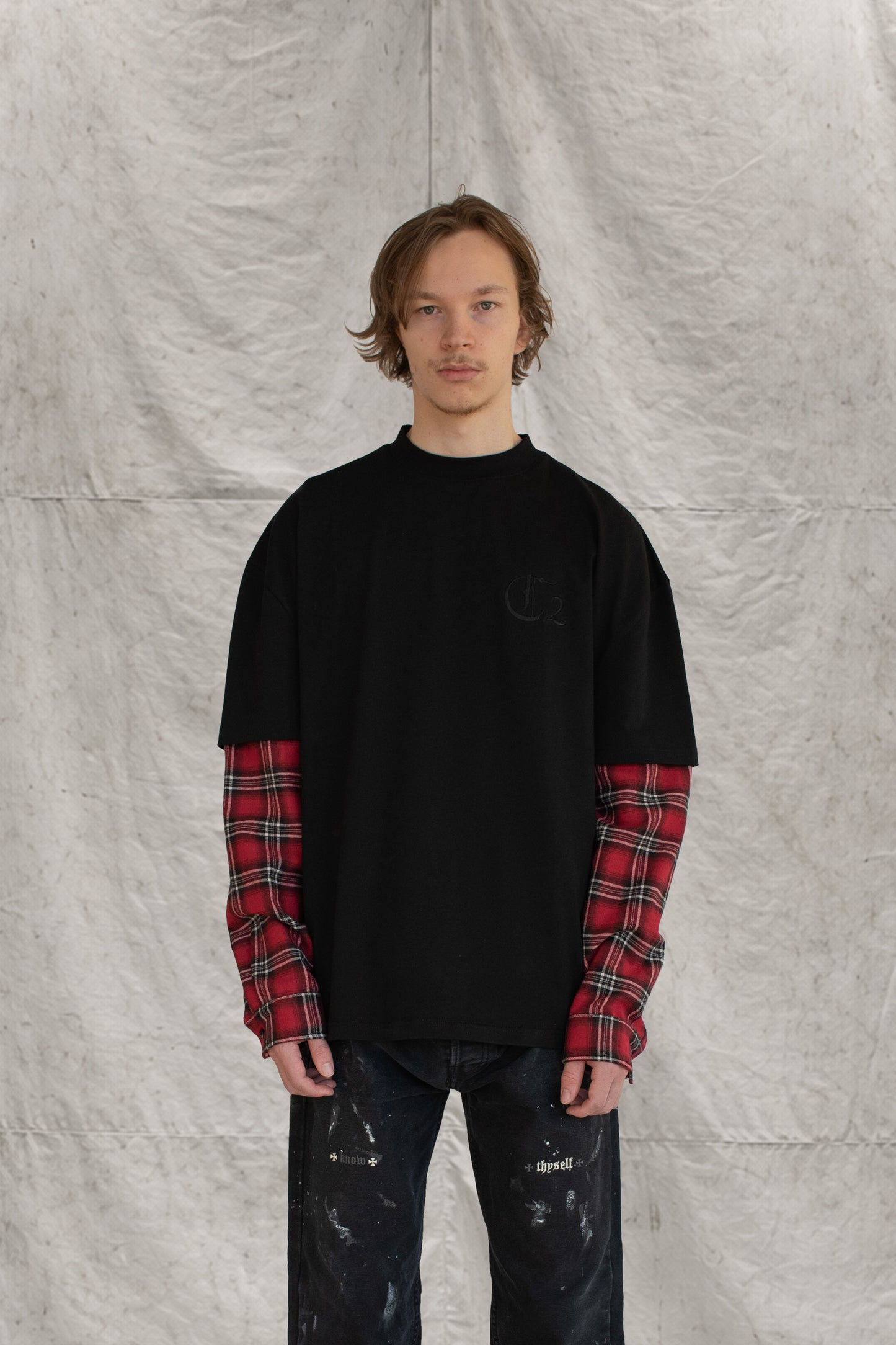 OVERSIZED LAYERED FLANNEL T-SHIRT