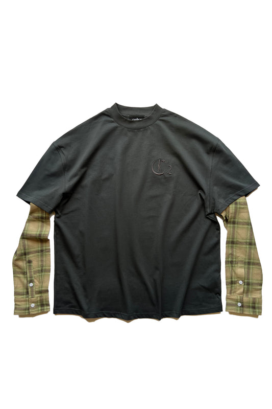 OVERSIZED LAYERED FLANNEL T-SHIRT