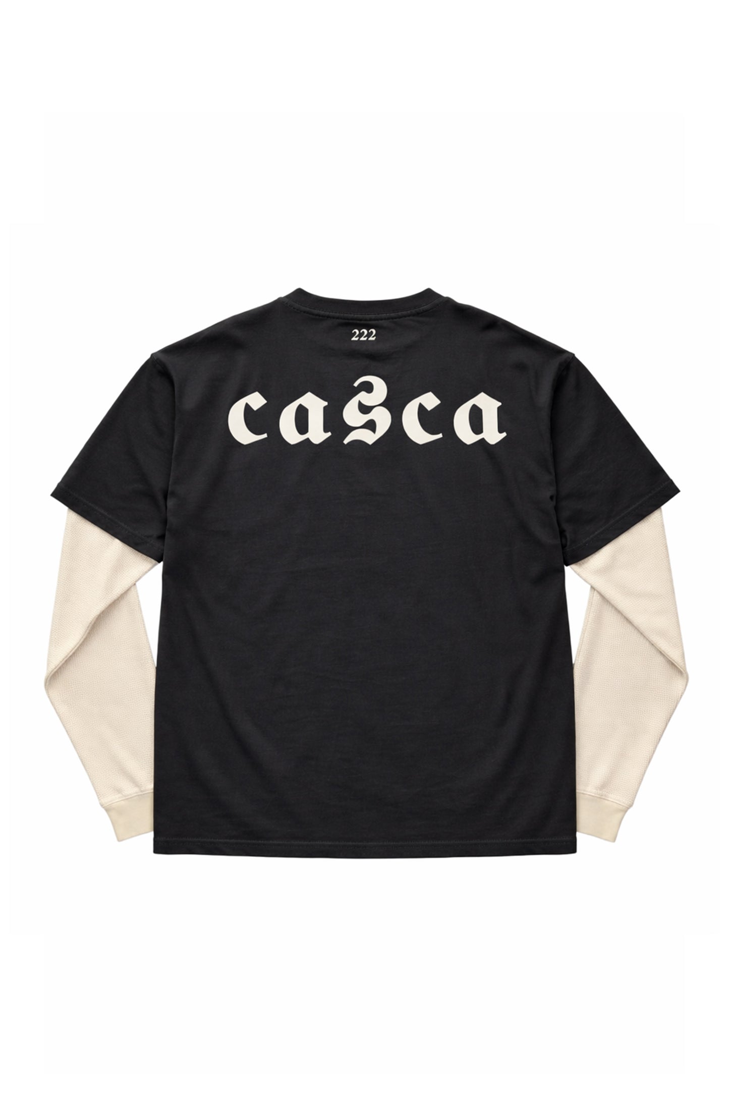 Black t-shirt with 'casca' text on a white background